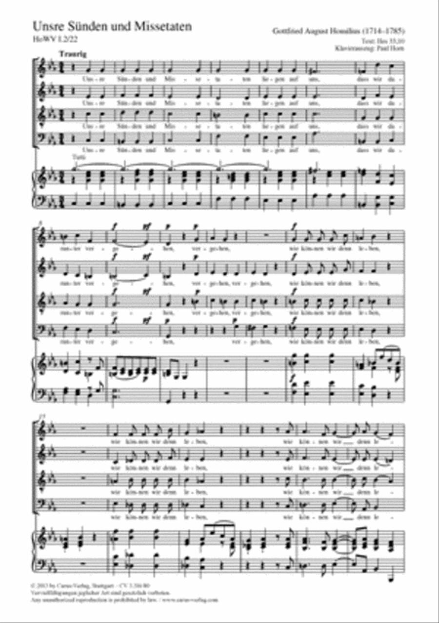 Unsre Sunden und Missetaten 4-Part scores gallery preview page 1