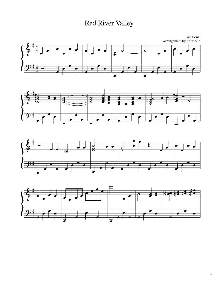 Red River Valley (Piano Solo - Beautiful American Folk Song) Piano Solo scores gallery preview page 1