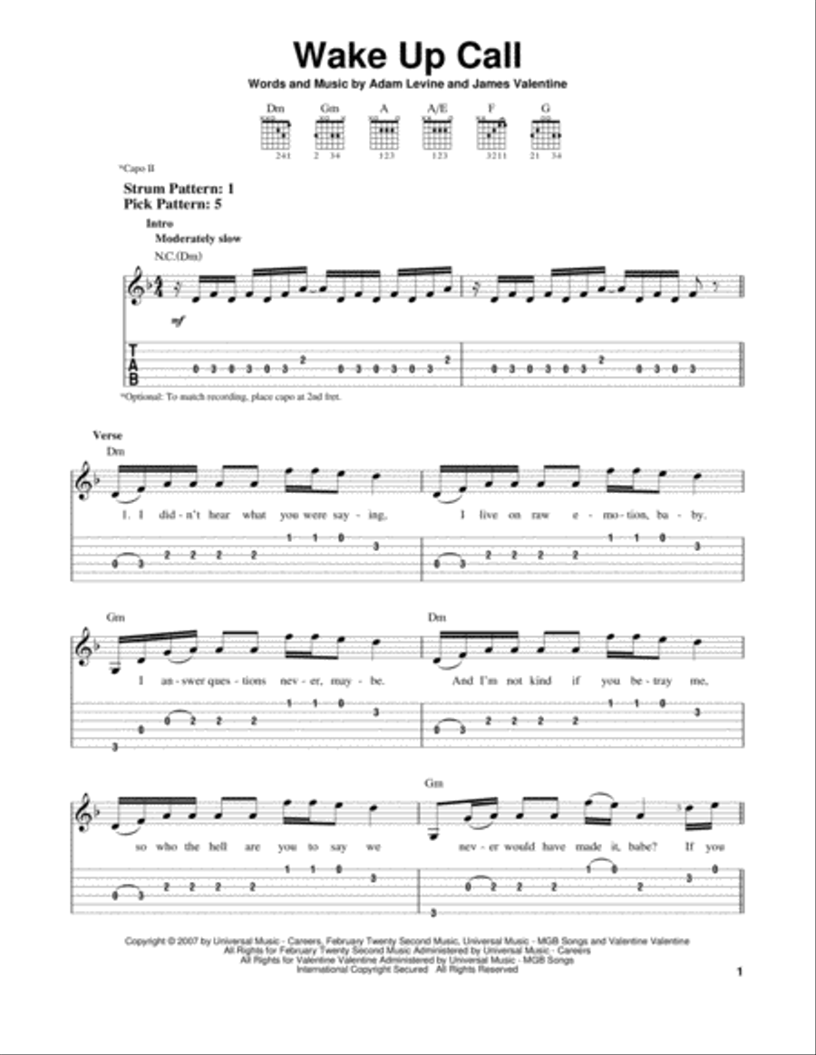 Wake Up Call Acoustic Guitar scores gallery preview page 1