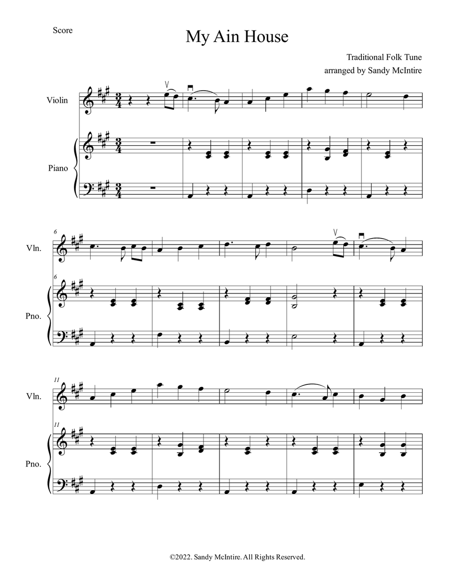 My Ain Home Violin Solo scores gallery preview page 1