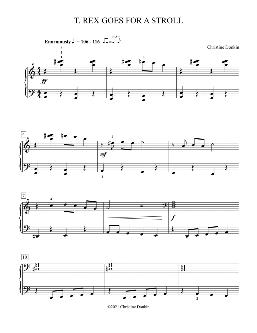 T. Rex Goes For a Stroll Piano Solo scores gallery preview page 1