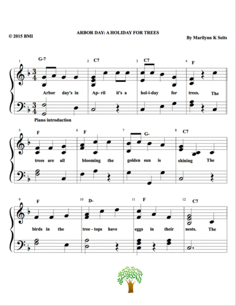 Arbor Day: A Holiday for Trees Piano, Vocal, Guitar scores gallery preview page 2