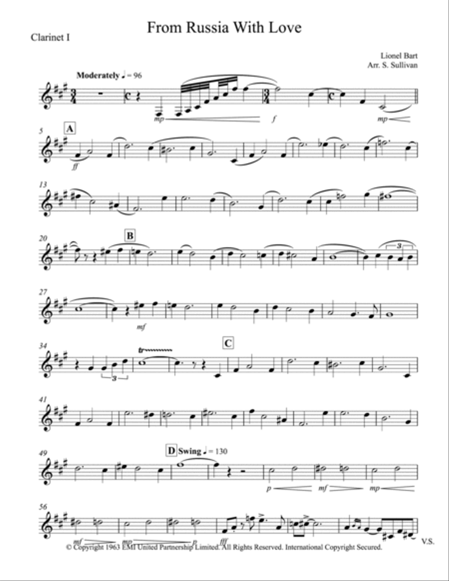 From Russia With Love Clarinet Quintet scores gallery preview page 6