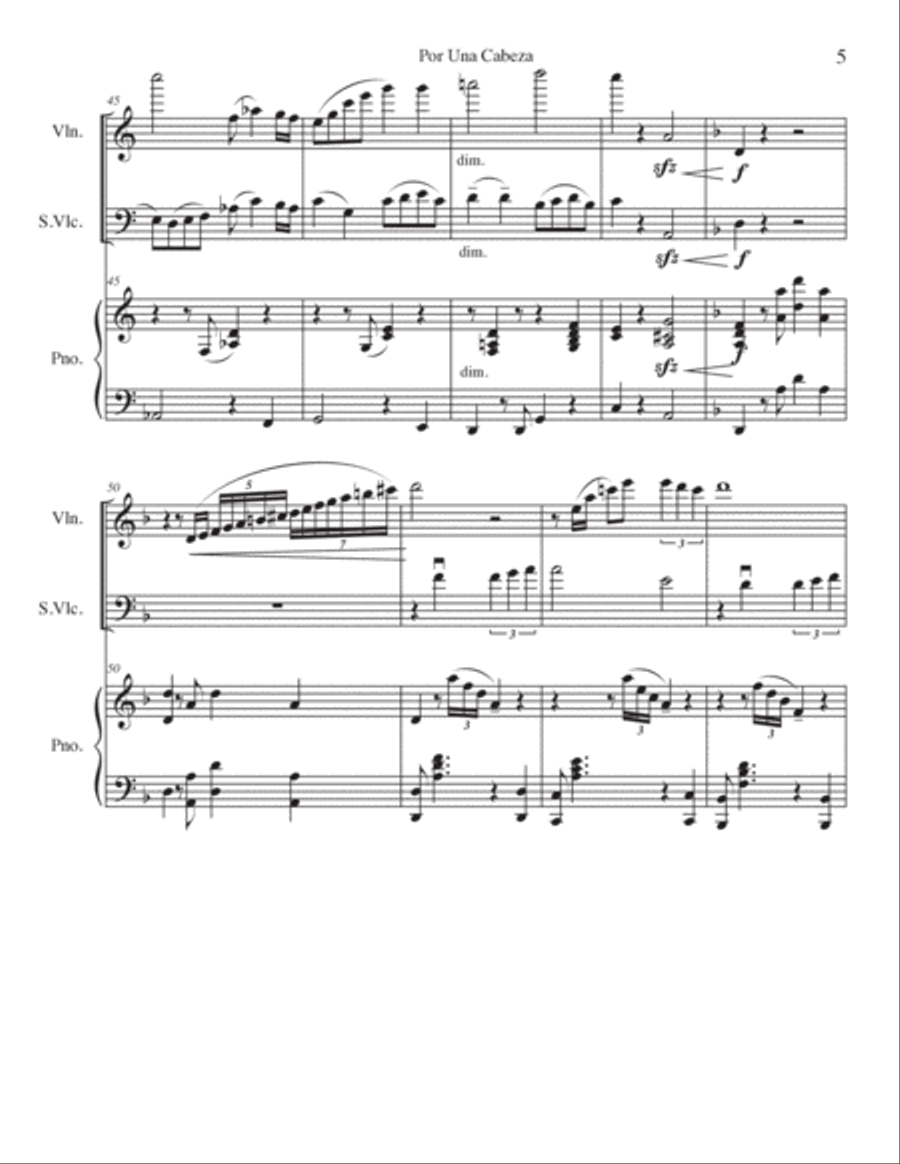 Por Una Cabeza Piano Trio scores gallery preview page 5