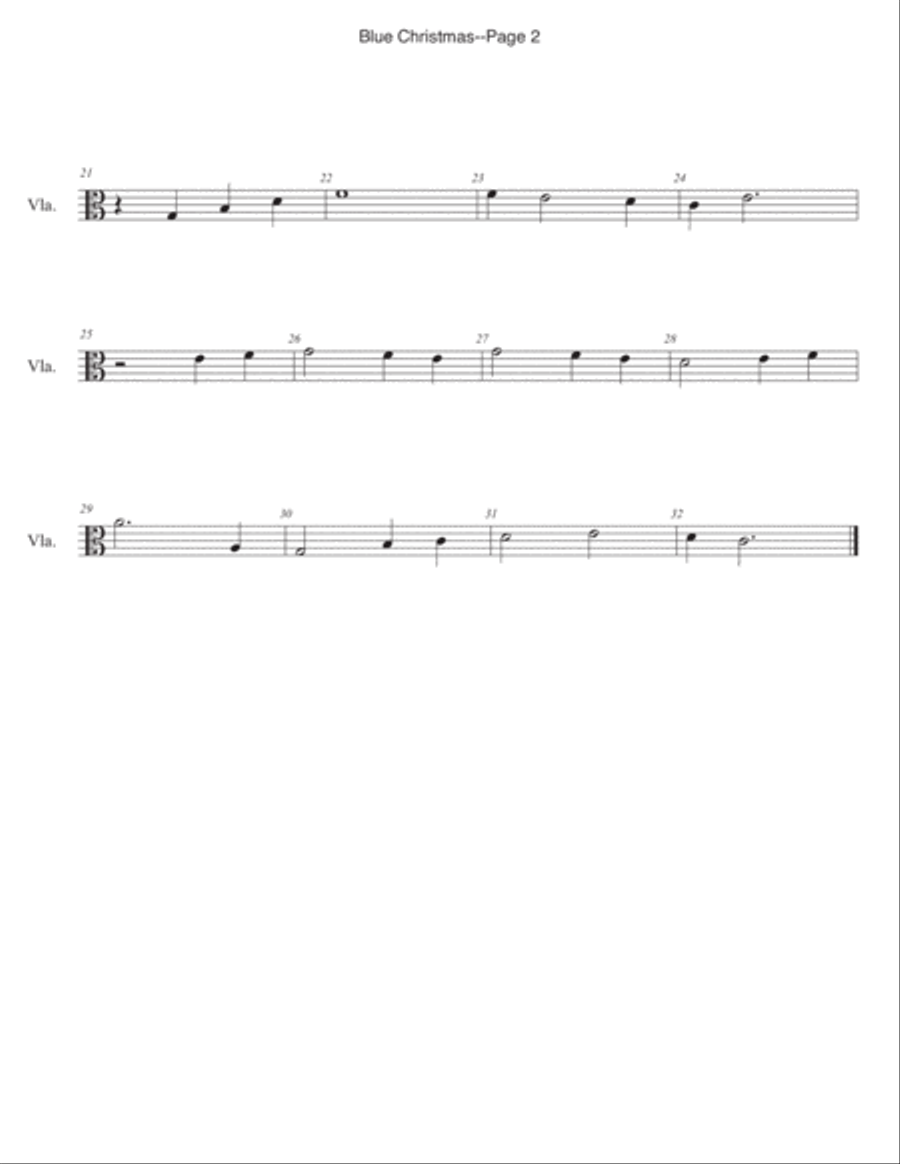 Blue Christmas Viola Solo scores gallery preview page 3