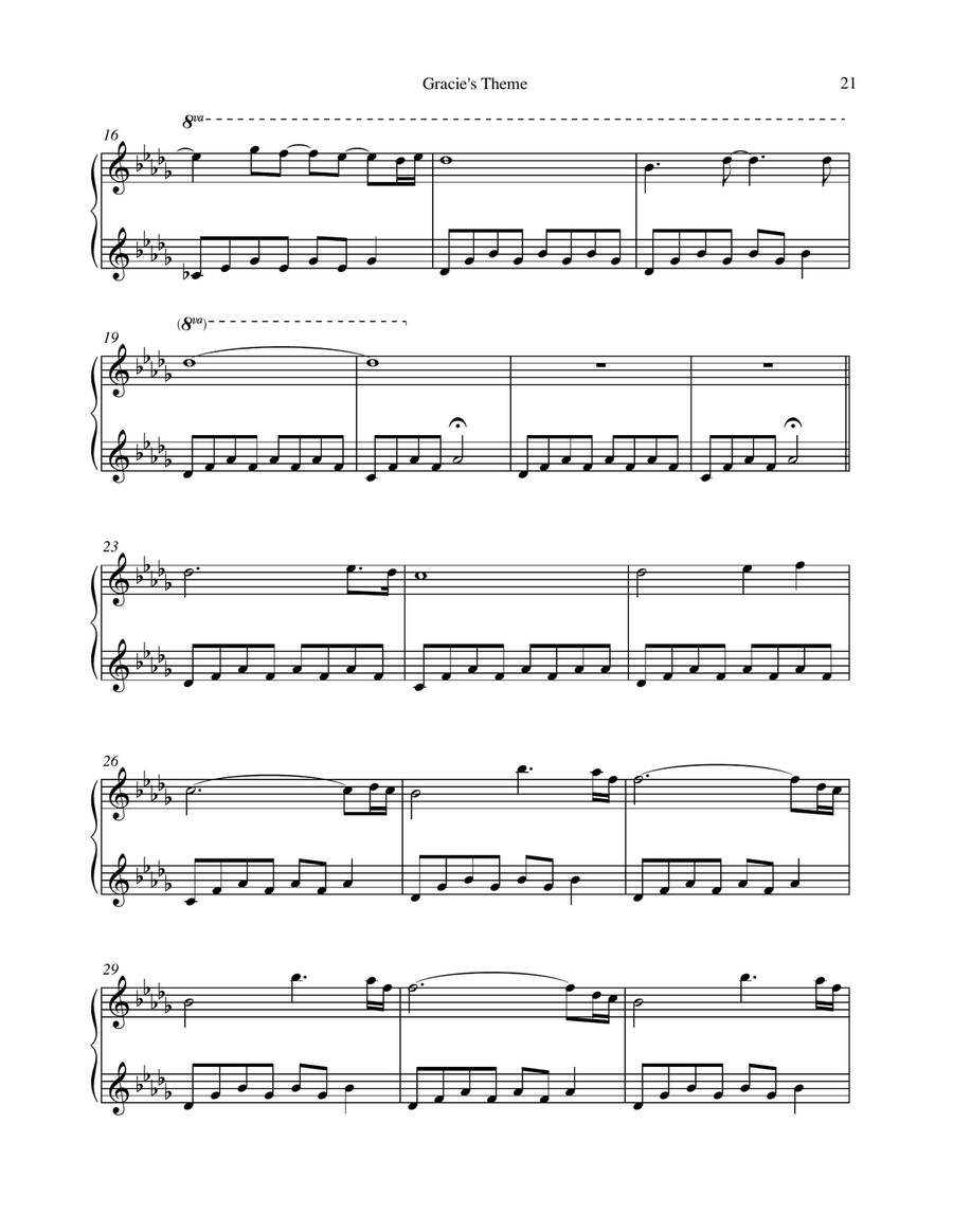 Gracie's Theme Piano Solo scores gallery preview page 2
