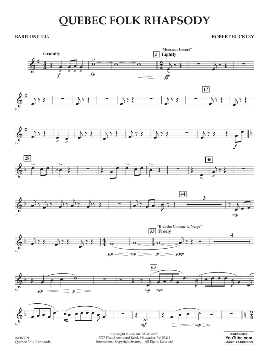 Quebec Folk Rhapsody - Baritone T.C.