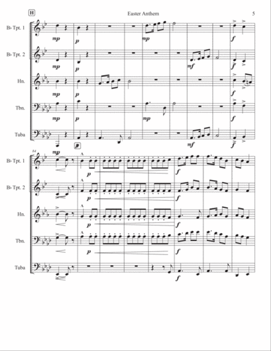 Easter Anthem Brass Quintet scores gallery preview page 5