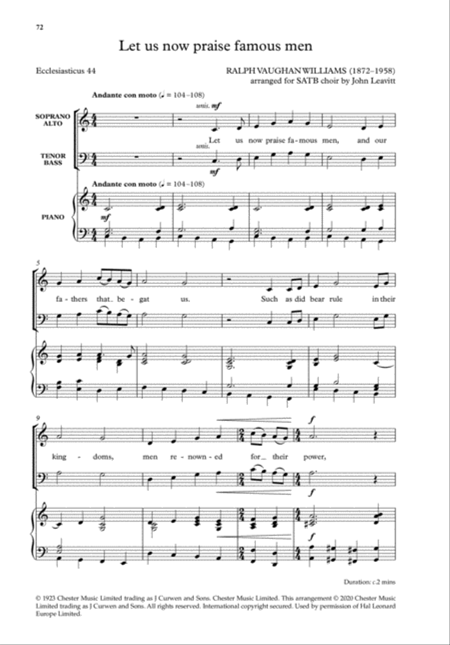 Vaughan Williams for Choirs 1 4-Part scores gallery preview page 19