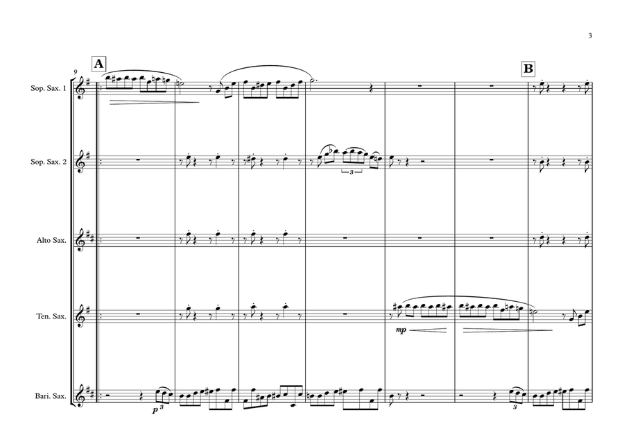 Für Elise Boogey Woogie for Saxophone Quintet Saxophone Quintet scores gallery preview page 3