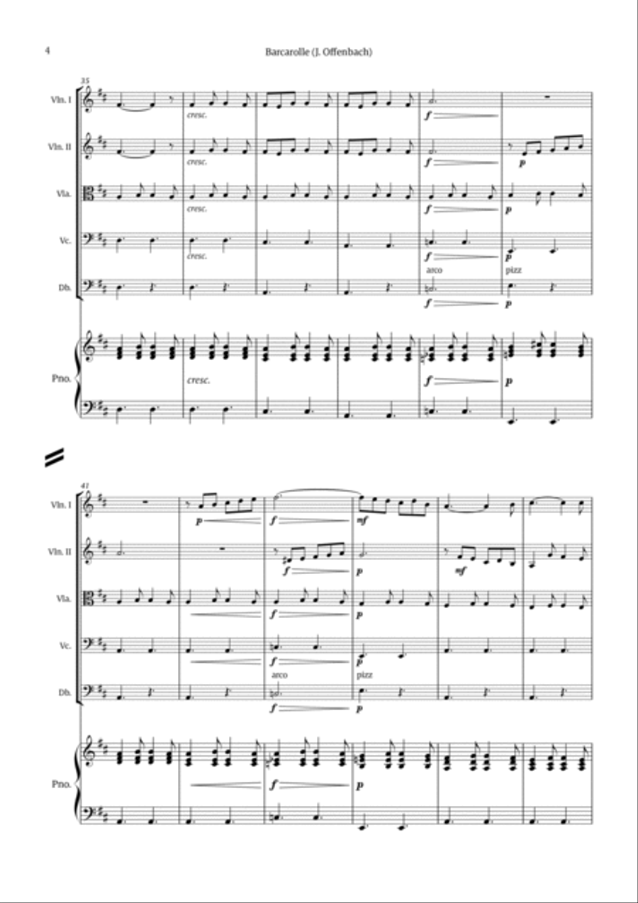 Barcarolle - Belle Nuit, O Nuit D'Amour String Quintet scores gallery preview page 4