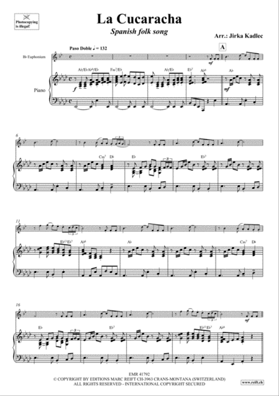 La Cucaracha Euphonium scores gallery preview page 4