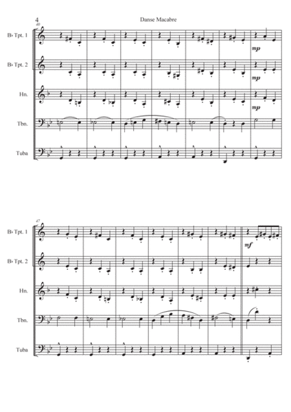 Danse Macabre Op. 40 for Brass quintet sheet music