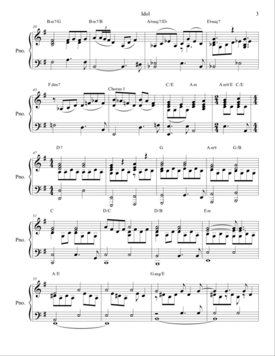 Idol Piano Solo scores gallery preview page 3