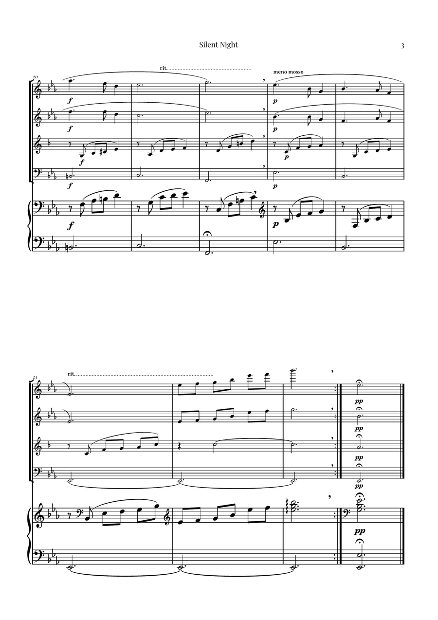 Silent Night | BEAUTIFUL Arrangement Woodwind Quartet scores gallery preview page 3