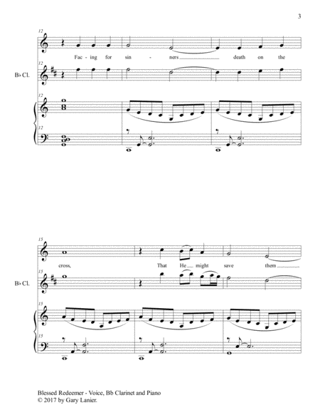 BLESSED REDEEMER(Voice, Bb Clarinet & Piano with Score/Parts) image number null