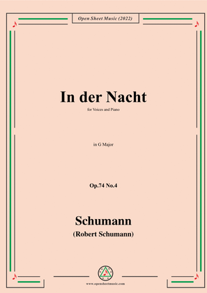 Book cover for Schumann-In der Nacht,Op.74 No.4,in G Major