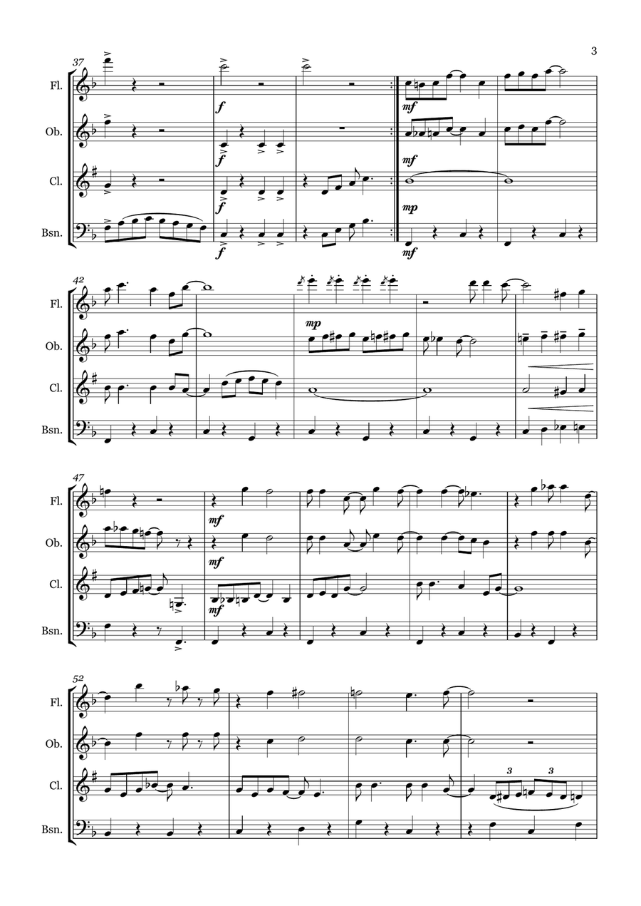 When I'm Sixty-Four Woodwind Quartet scores gallery preview page 3