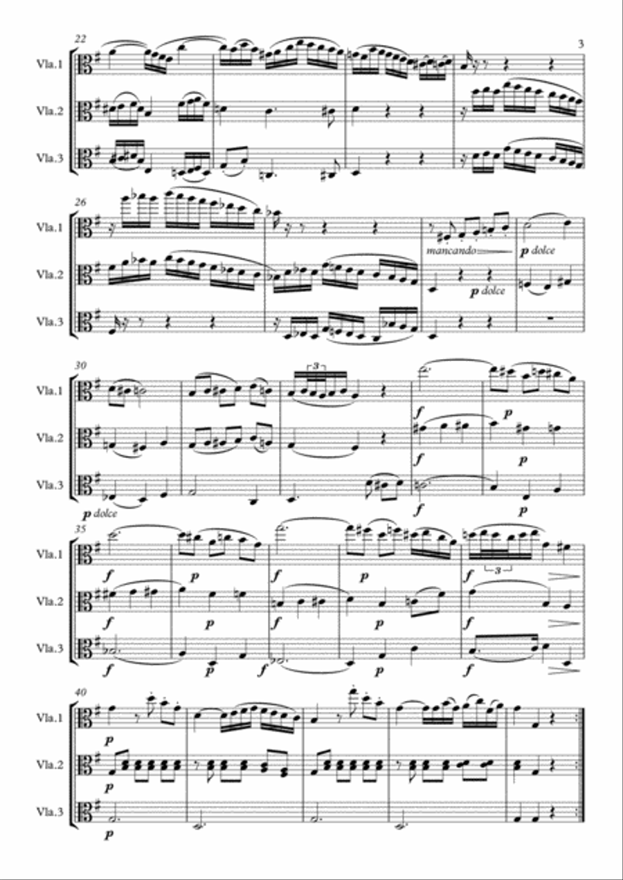 3 Pairs of Pieces for 3 Violas Viola Trio Viola Group - Mozart, Brahms, Reger Small Ensemble scores gallery preview page 3