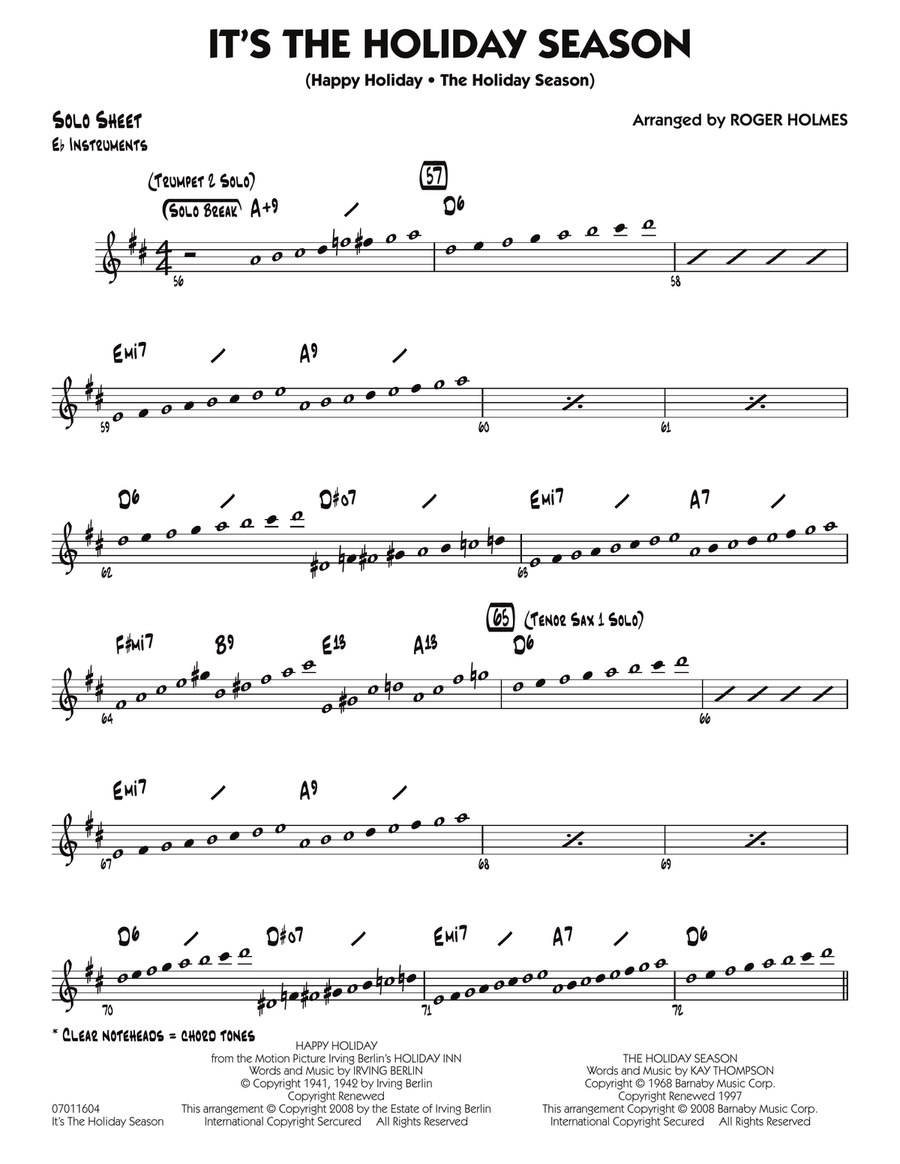 The Holiday Season - Eb Solo Sheet Jazz Ensemble scores gallery preview page 1