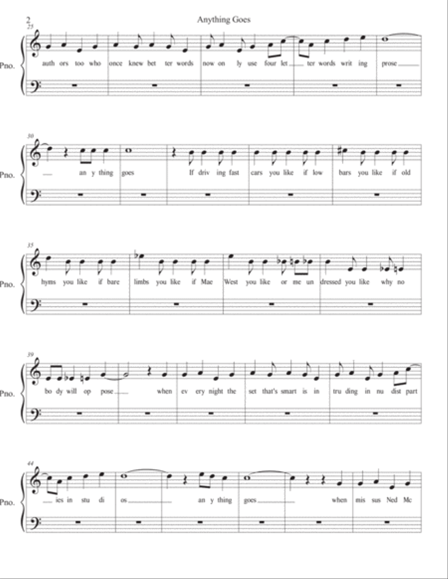 Anything Goes Anything Goes Easy Piano scores gallery preview page 2