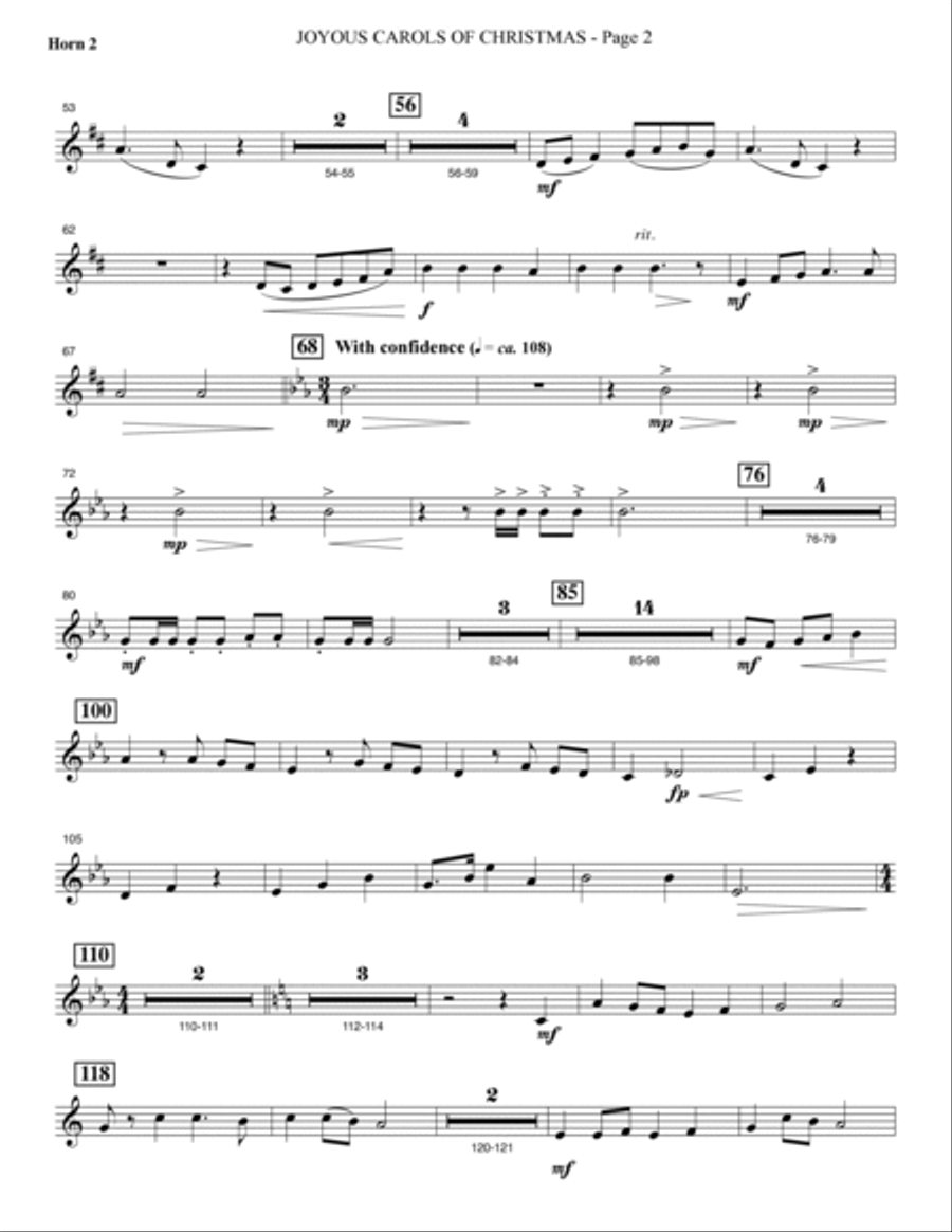 Joyous Carols of Christmas (Full Orchestra) - F Horn 2 Choir scores gallery preview page 2