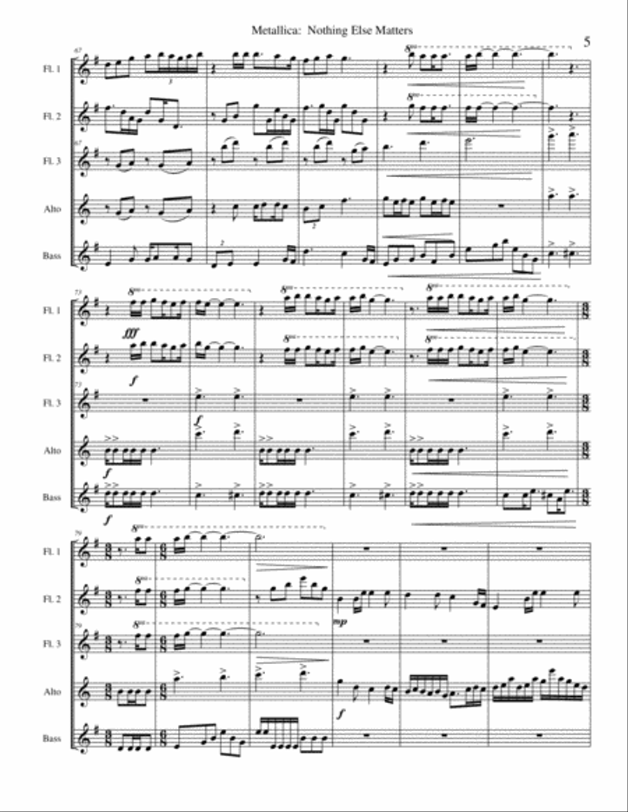 Nothing Else Matters Woodwind Ensemble scores gallery preview page 5