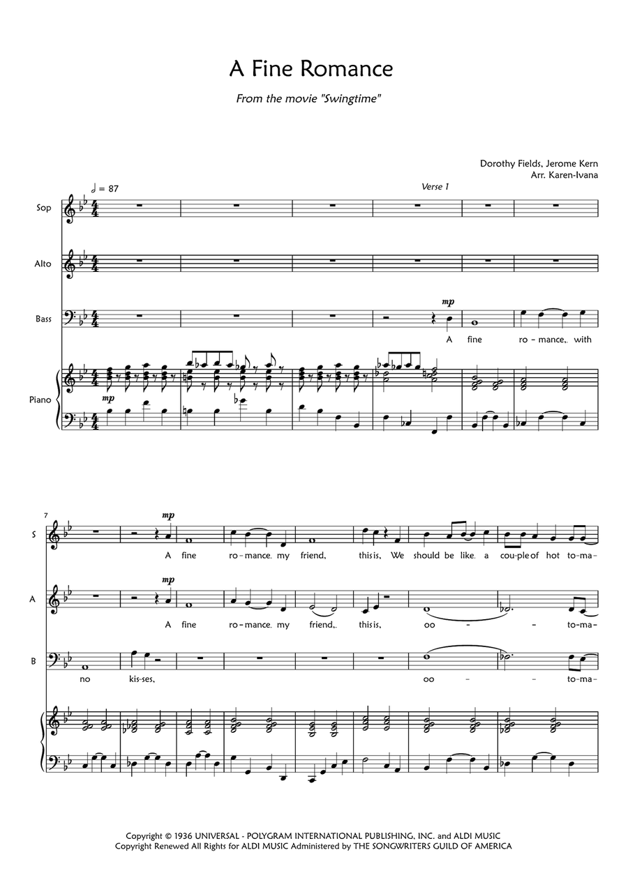 A Fine Romance 3-Part scores gallery preview page 1