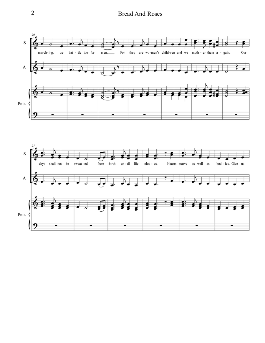 Bread And Roses Bread And Roses 4-Part scores gallery preview page 2