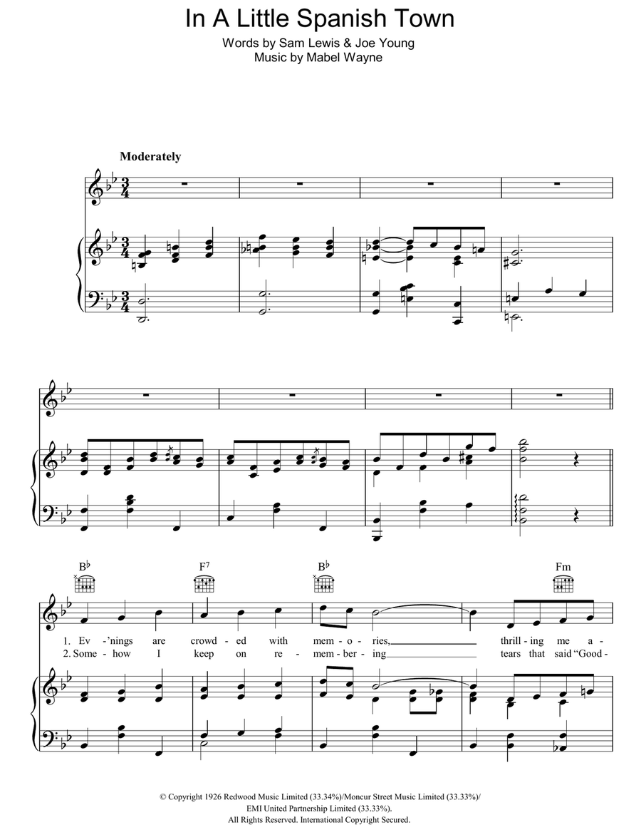 In A Little Spanish Town ('Twas On A Night Like This) Guitar scores gallery preview page 1