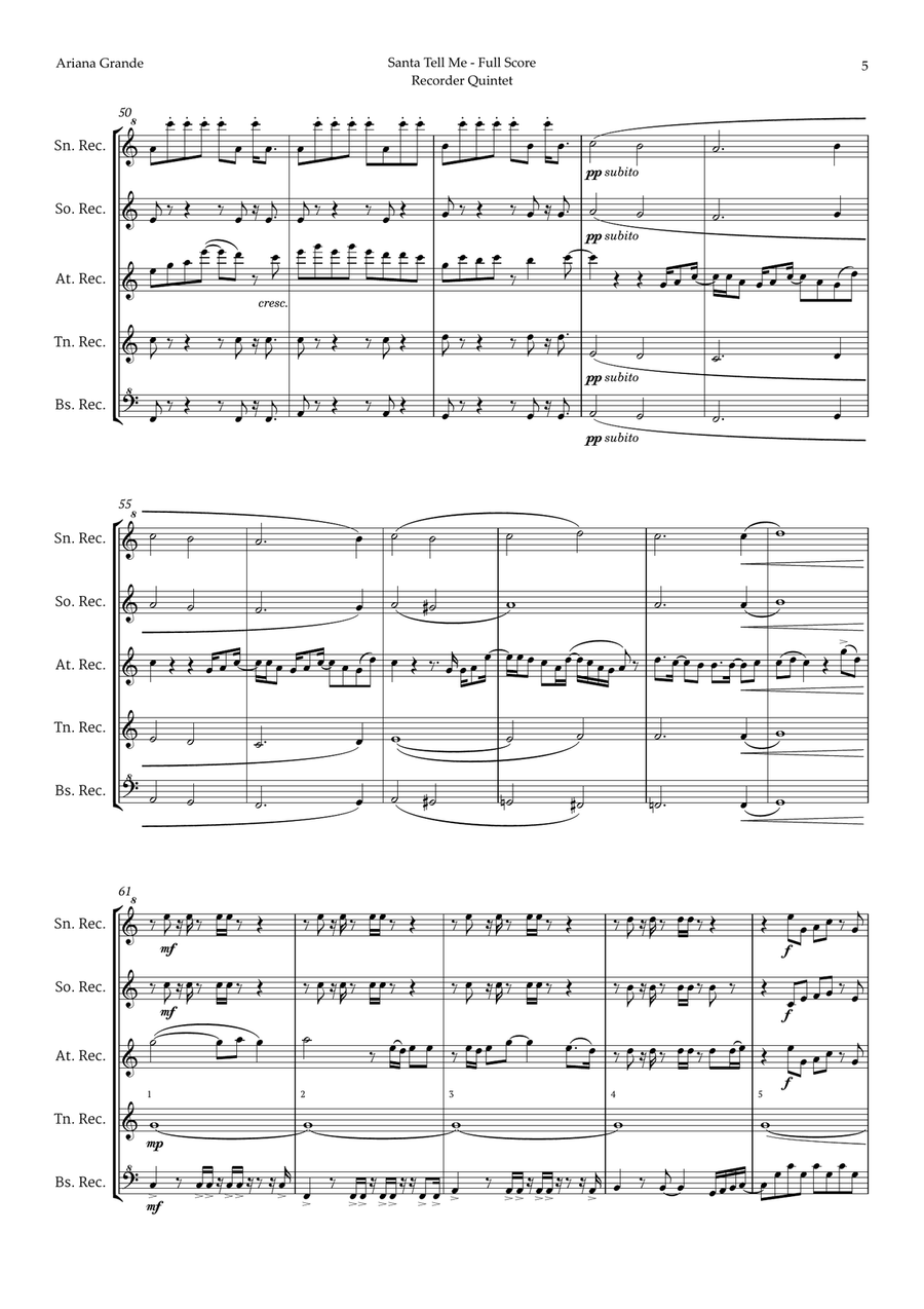Santa Tell Me Chamber Music scores gallery preview page 5
