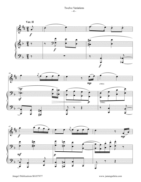 Beethoven: 12 Variations Op. 66 for Baritone Sax & Piano image number null