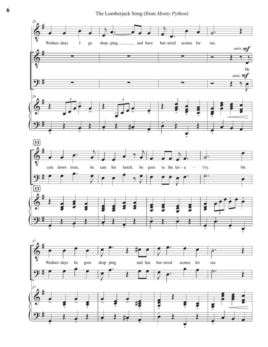 Lumberjack Song TTBB scores gallery preview page 6