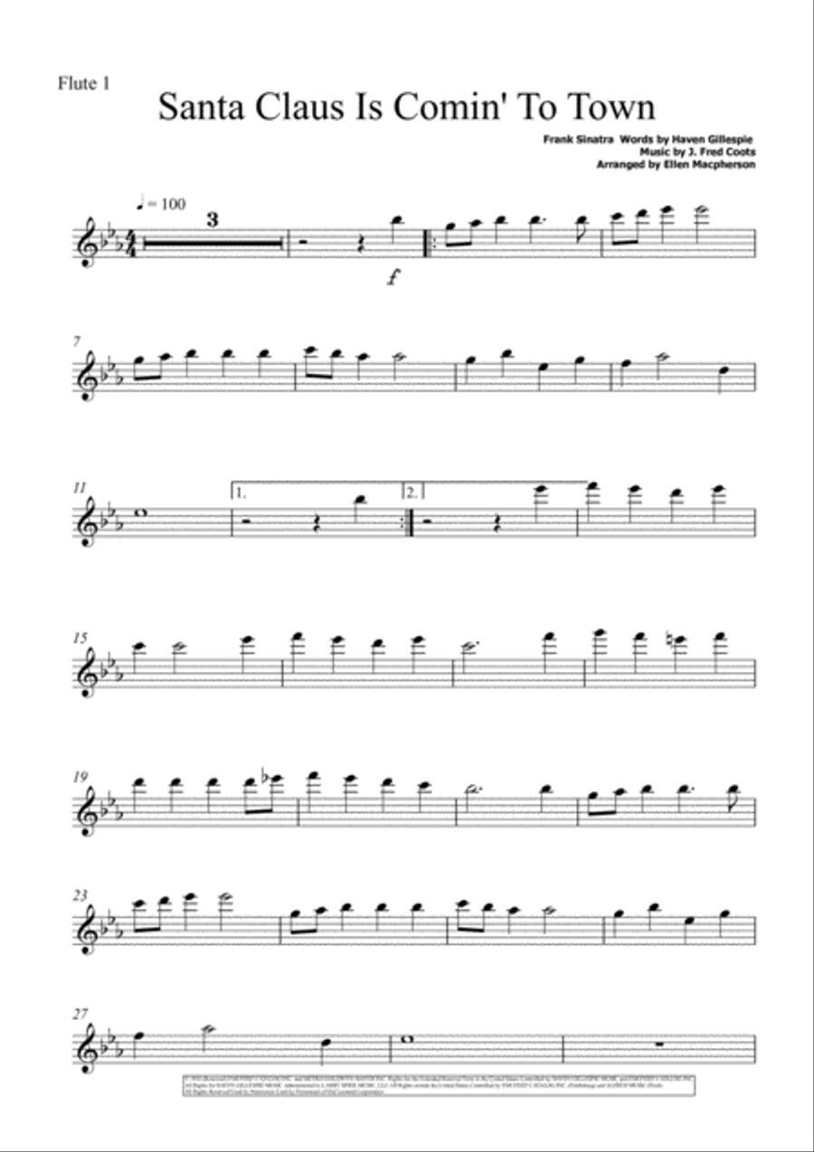 Santa Claus Is Comin' To Town Woodwind Trio scores gallery preview page 3
