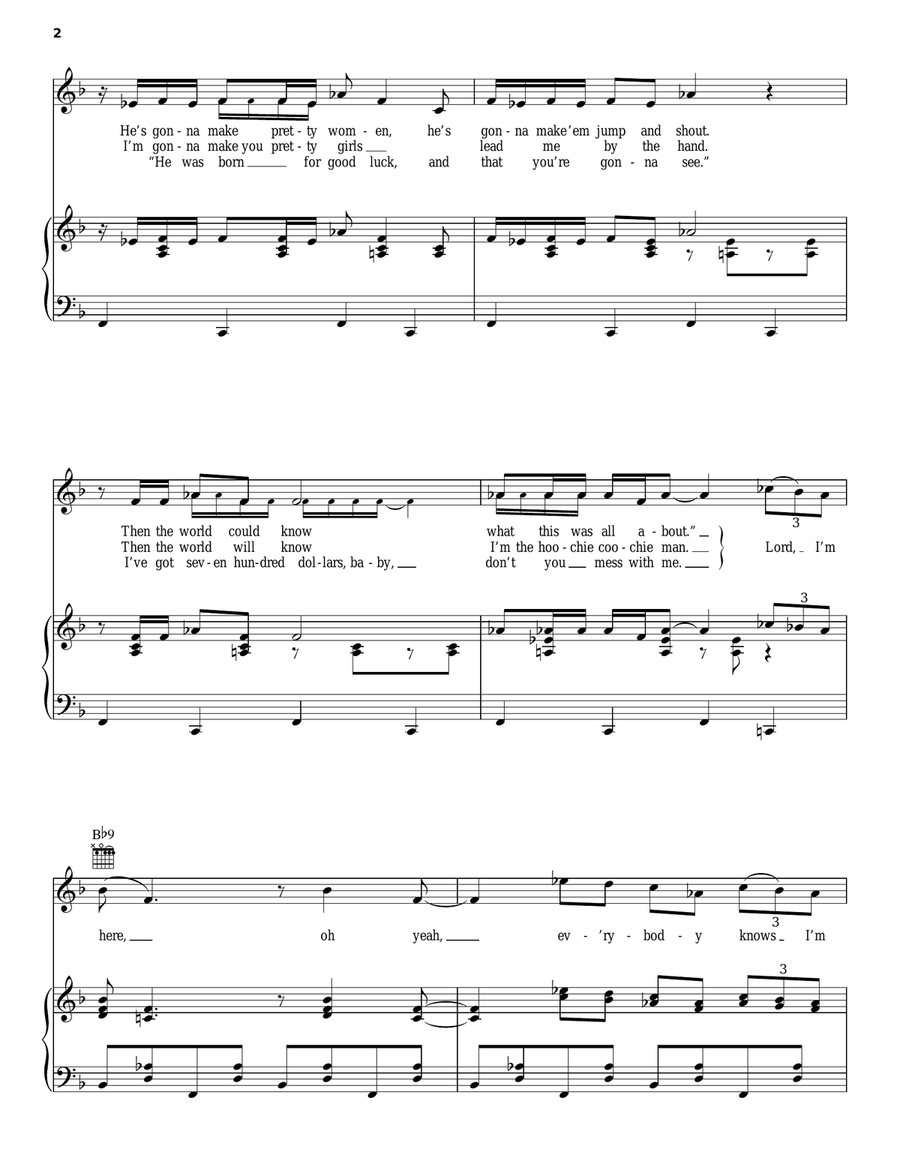 I'm Your Hoochie Coochie Man Piano, Vocal, Guitar scores gallery preview page 2
