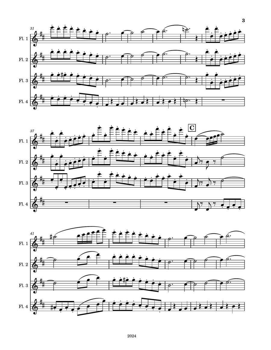 Four Butterflies on the Lawn Woodwind Quartet scores gallery preview page 3