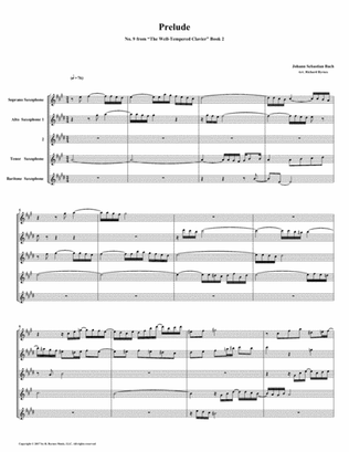 Prelude 09 from Well-Tempered Clavier, Book 2 (Saxophone Quintet)