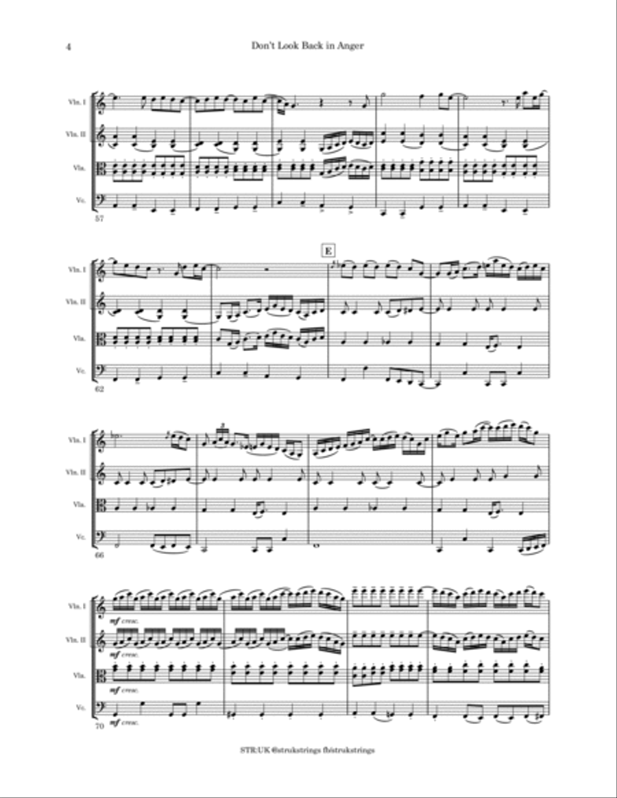 Don't Look Back In Anger String Quartet scores gallery preview page 5