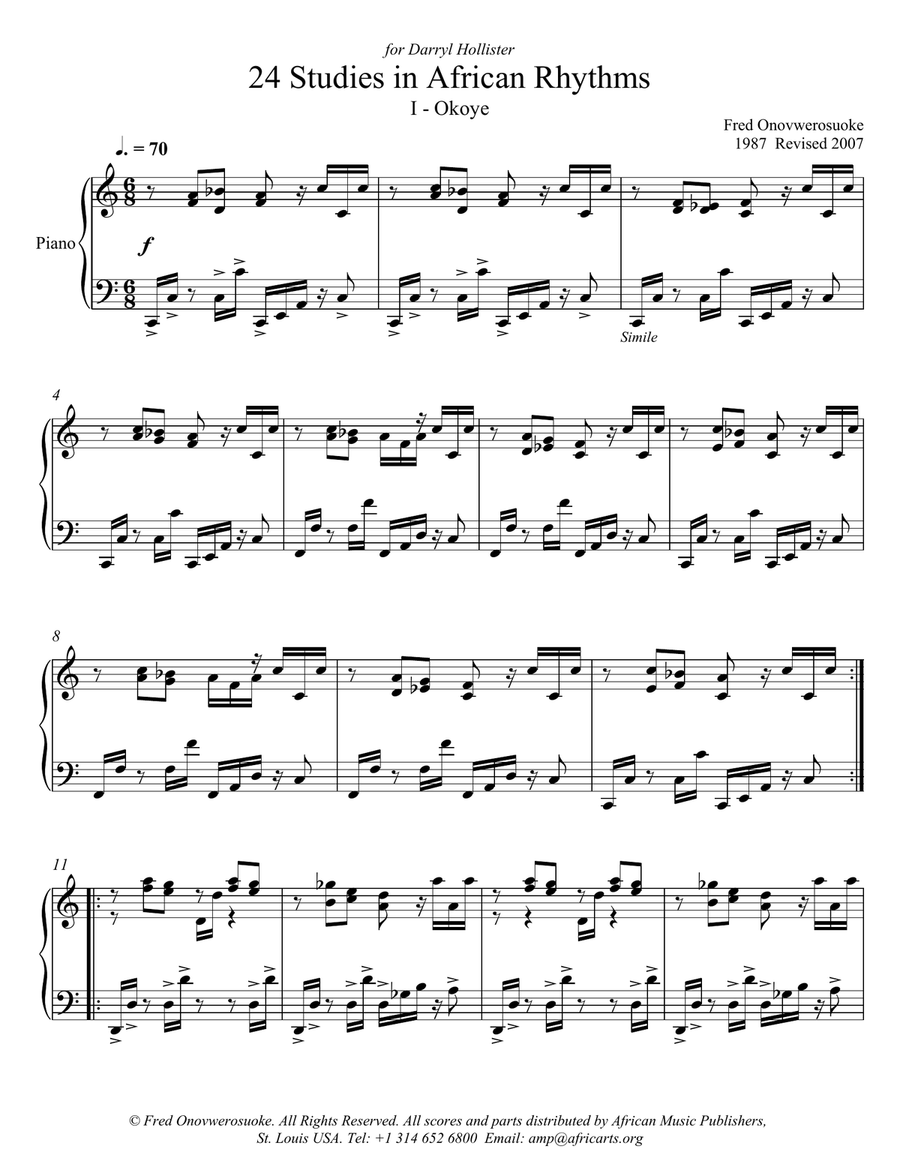 Twenty-Four Studies in African Rhythms, No. 1 Piano Method scores gallery preview page 1