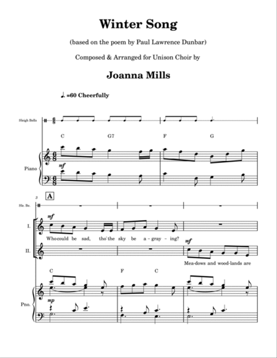 Winter Song (For Unison Choir) Unison Choir scores gallery preview page 3