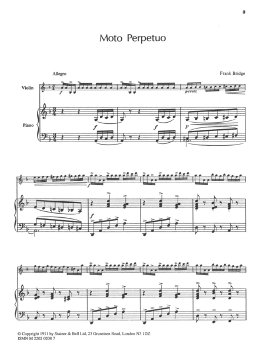 Three Pieces for Violin and Piano. Moto Perpetuo