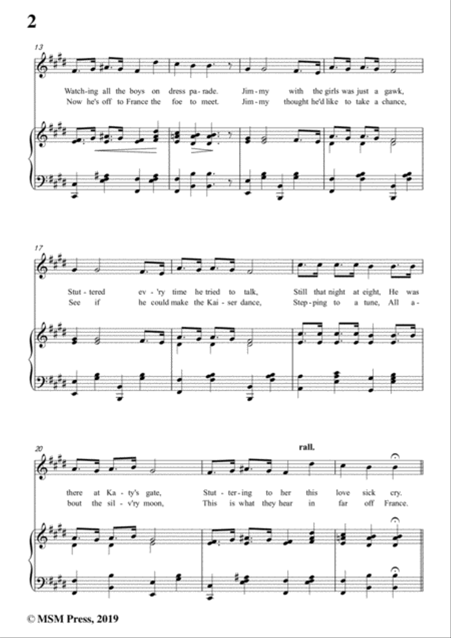 Geoffrey O'Hara-K-K-K-Katy,in E Major,for Voice and Piano Voice Solo scores gallery preview page 4