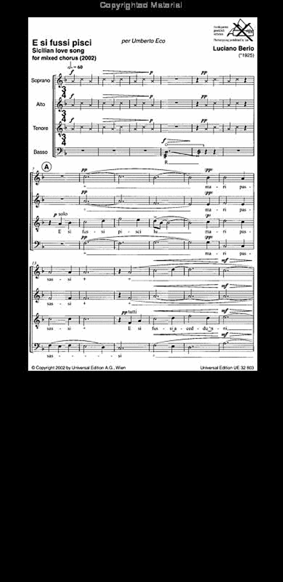 E Si Fussi Pisci E Si Fussi Pisci Choir scores gallery preview page 2
