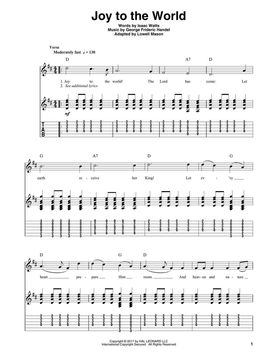 Joy To The World Joy To The World Acoustic Guitar scores gallery preview page 1