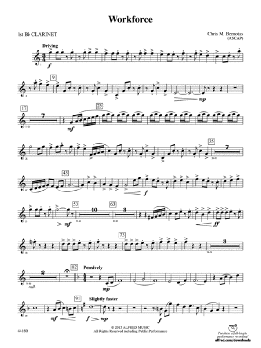 Workforce: 1st B-flat Clarinet Concert Band scores gallery preview page 1