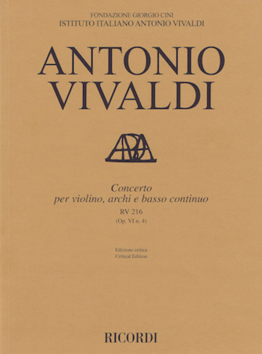 Concerto for Violin, Strings and Basso Continuo – RV216, Op. 6 No. 4 String Orchestra scores gallery preview page 1