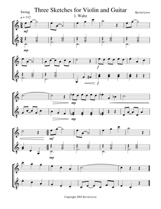 Three Sketches for Violin and Guitar - Score and Parts