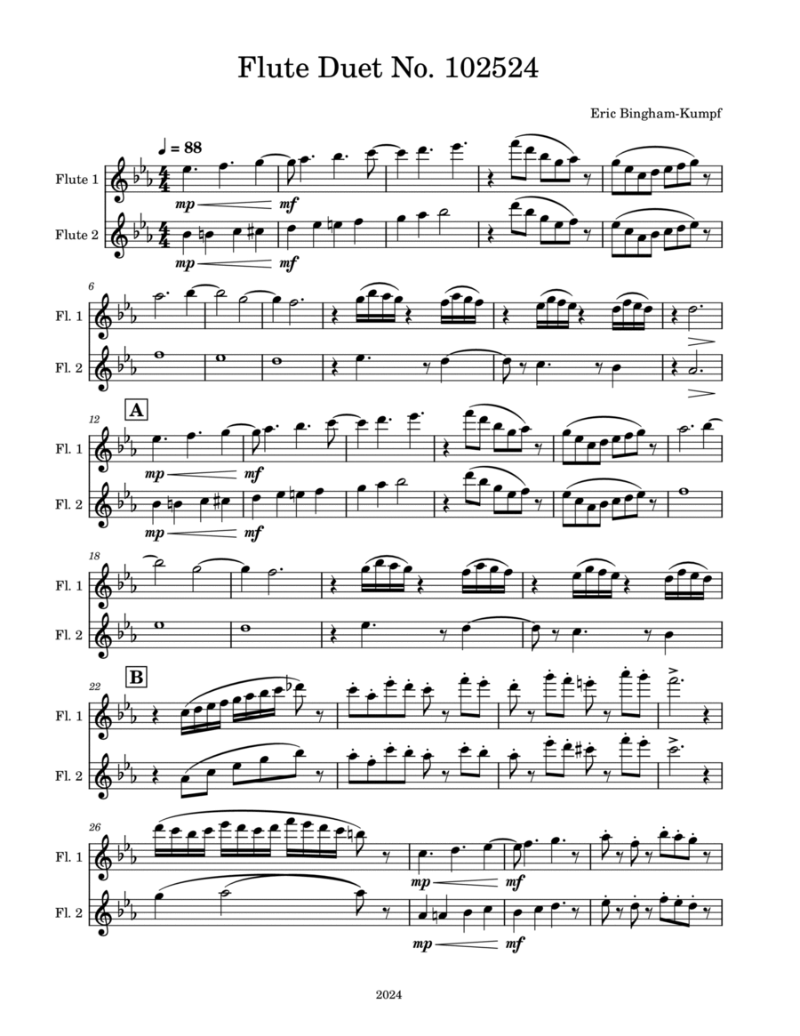 Flute Duet No. 102524 Flute Duet No. 102524 Flute Duet scores gallery preview page 1