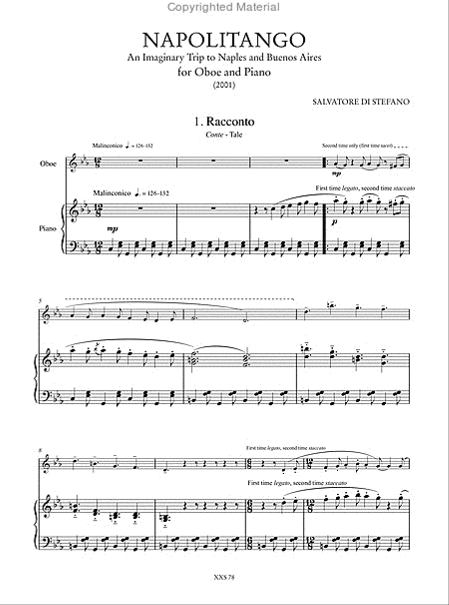 Napolitango. An Imaginary Trip to Naples and Buenos Aires for Oboe and Piano (2001) Piano Accompaniment scores gallery preview page 2