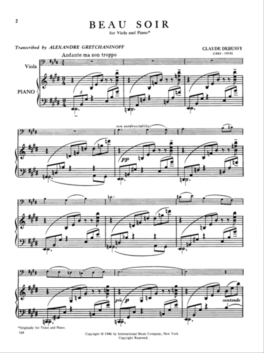 Beau Soir Beau Soir Piano Accompaniment scores gallery preview page 2